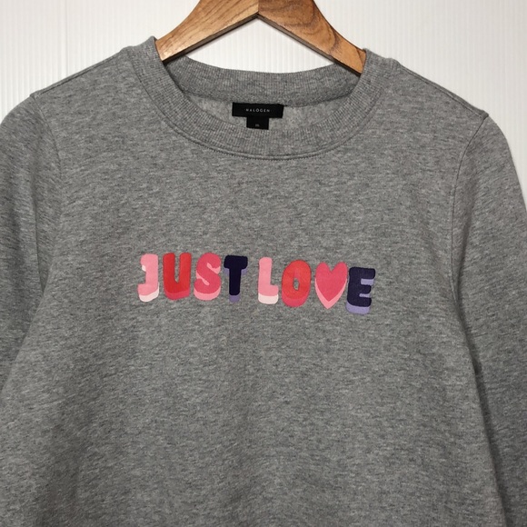 Halogen Gray Just Love Graphic Sweatshirt Medium NEW - Picture 4 of 10